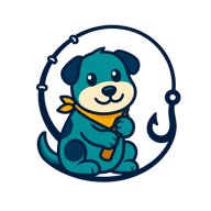 Original fishing-dog mascot for jaspr_hooks
