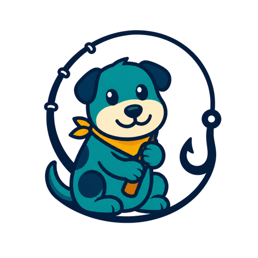 Original fishing-dog mascot for jaspr_hooks